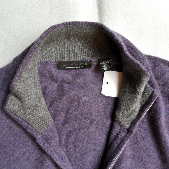 NEW Saks Fifth Avenue COLLECTION 1/4-Zip Mockneck Cashmere Pull-Over Sweater XXL - Picture 8 of 16